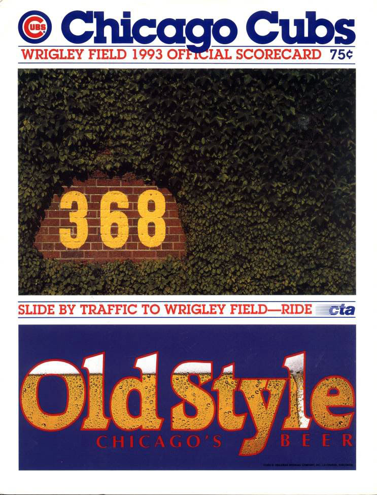1993 Chicago Cubs scorecard