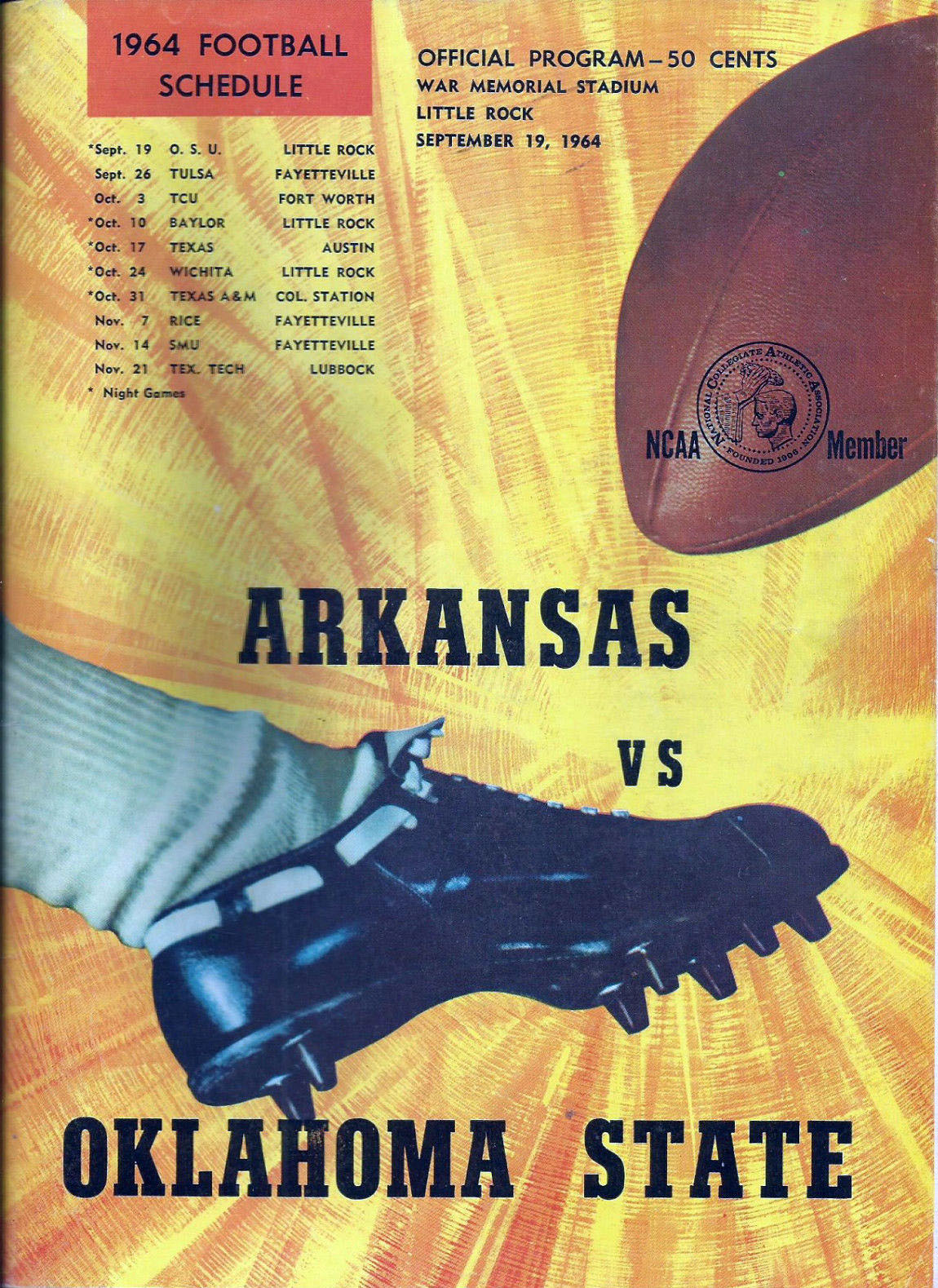 Arkansas Razorbacks vs. Oklahoma State Cowboys (September 19, 1964)
