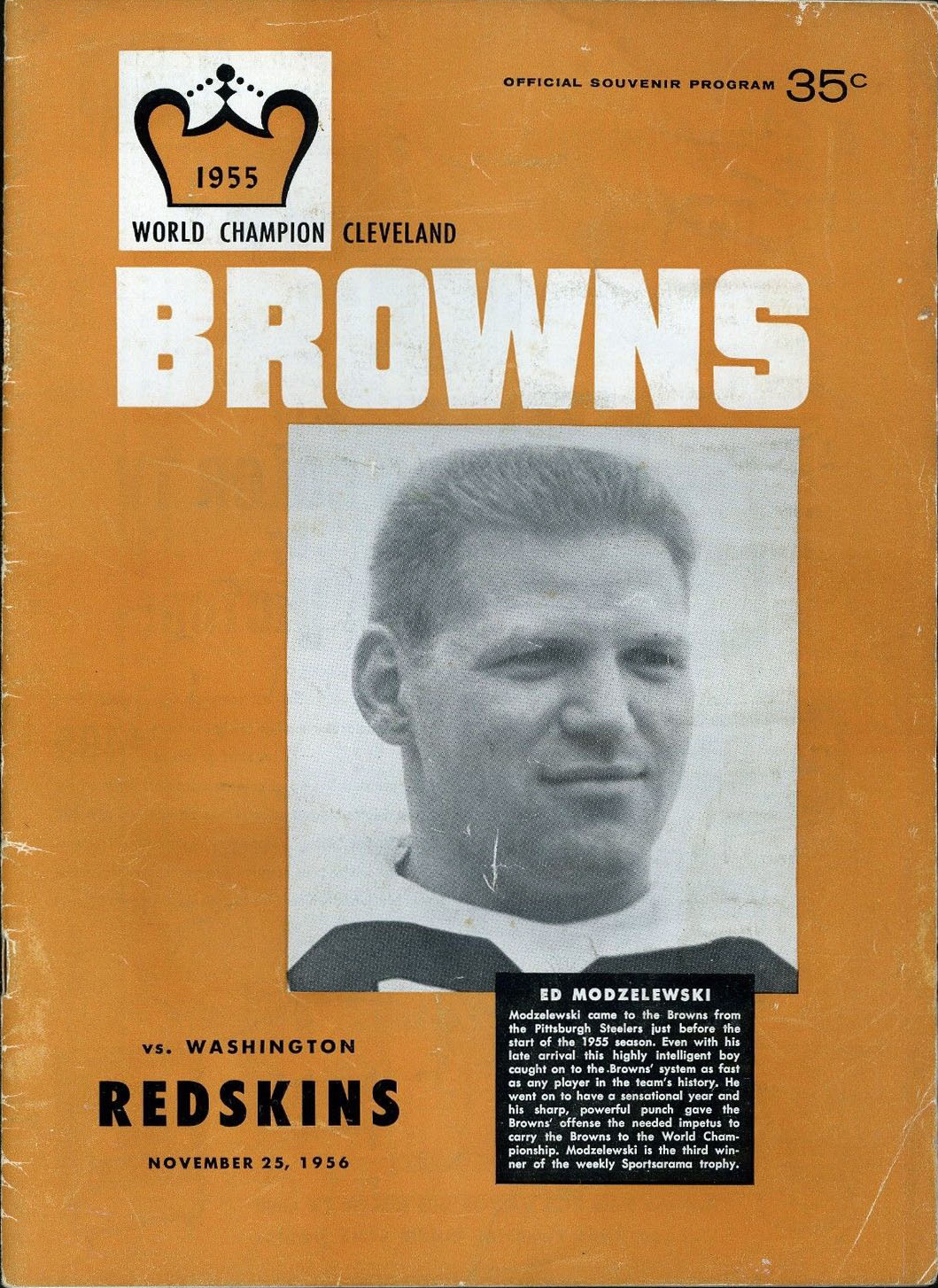 Cleveland Browns vs. Washington Redskins (November 25, 1956)