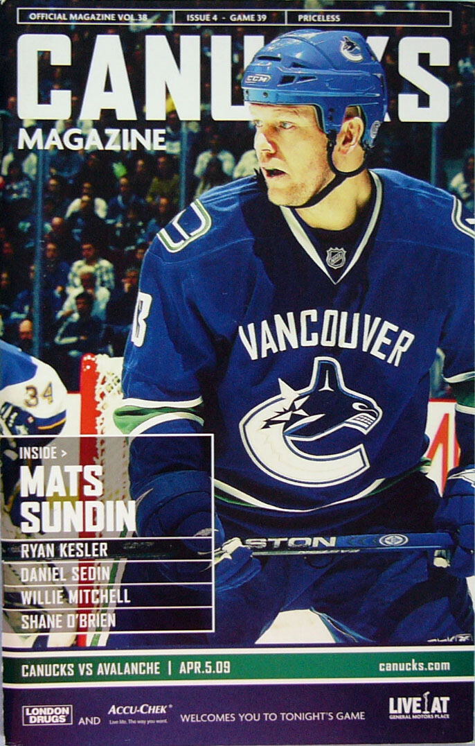 2008-09 Vancouver Canucks program