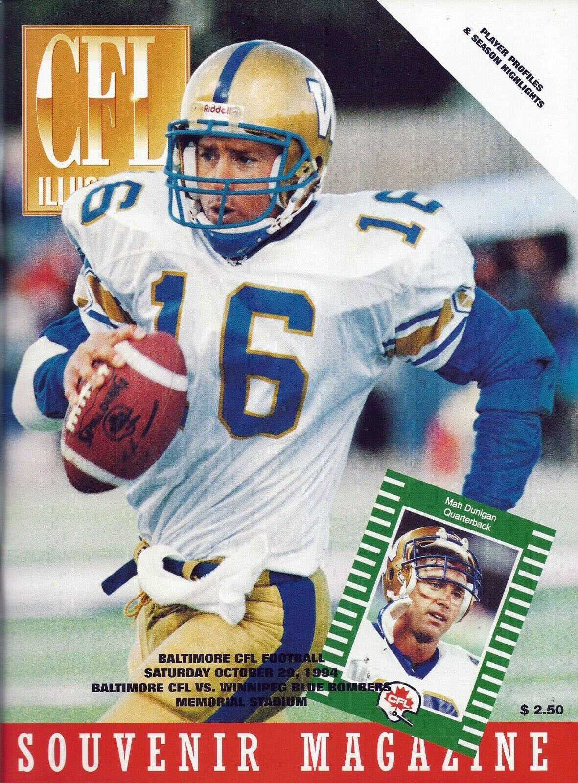 Baltimore Football Club vs. Winnipeg Blue Bombers (October 29, 1994)