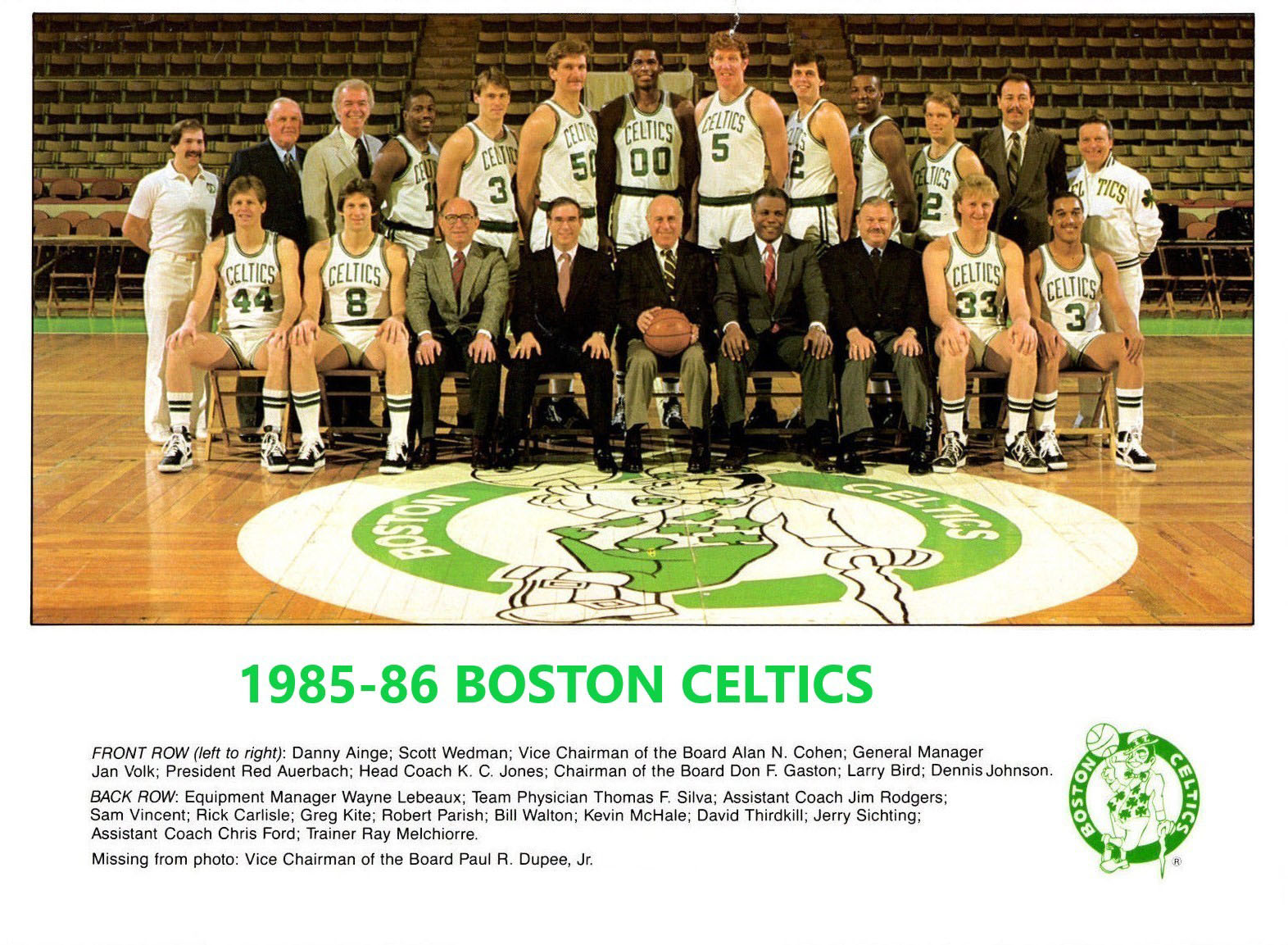 1985-86 Boston Celtics team photos