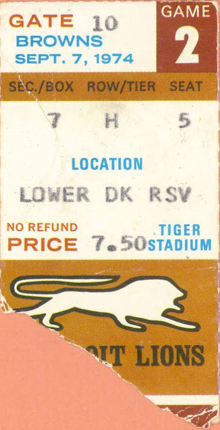 Detroit Lions vs. Cleveland Browns (September 7, 1974)