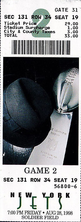 Chicago Bears vs. New York Jets (August 28, 1998)