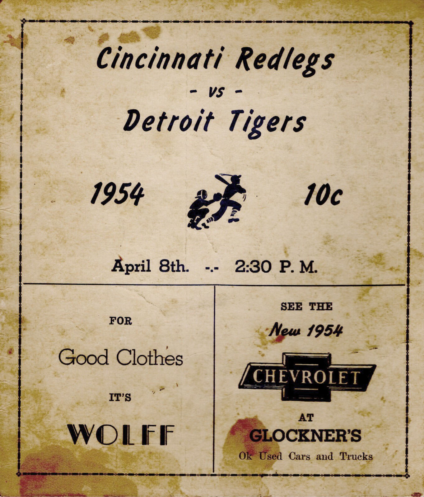 1954 Cincinnati Reds spring training program
