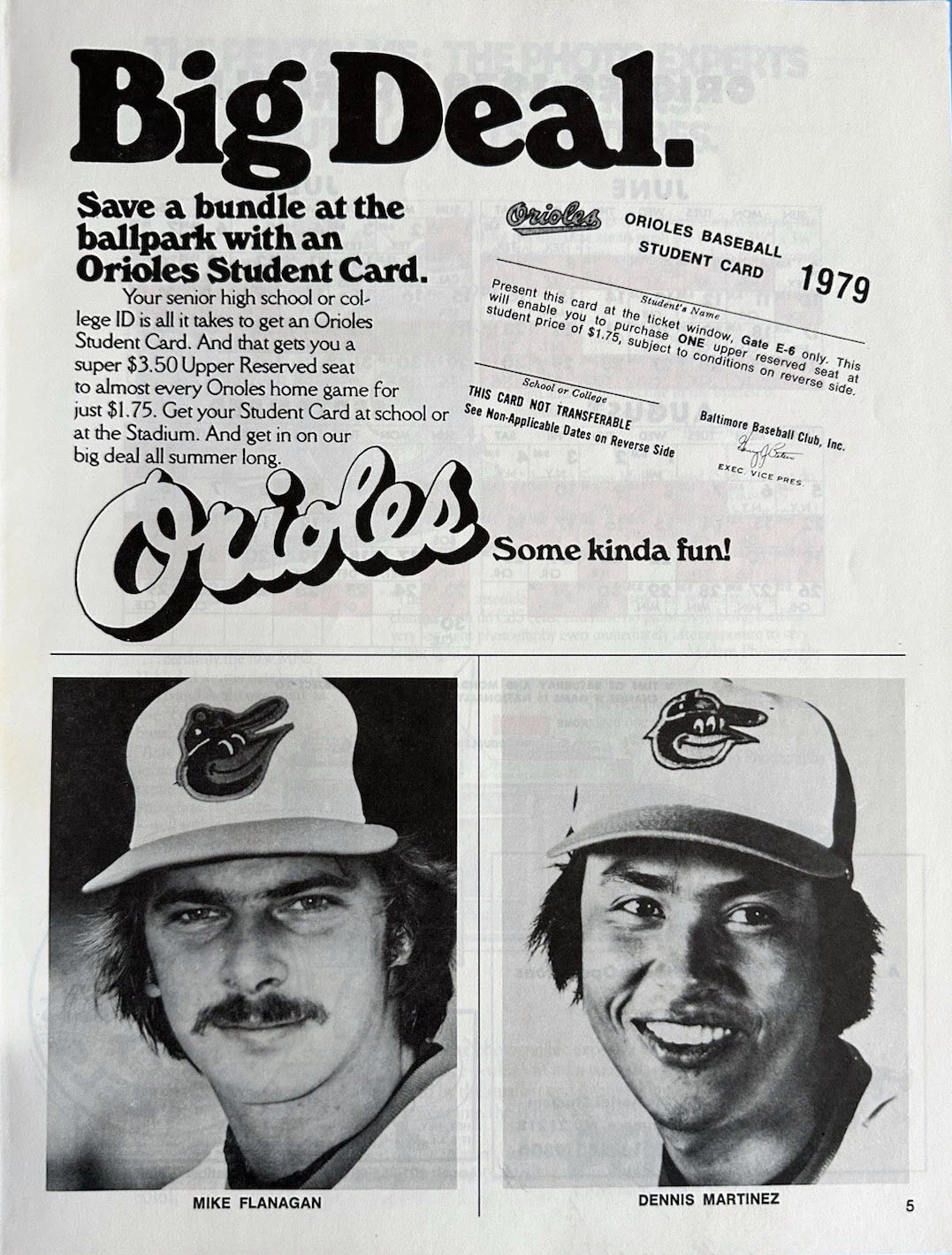 1979 Baltimore Orioles Student Card Advertisement