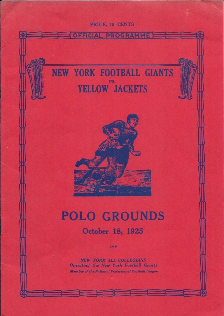 1925 New York Giants Game Publications – SportsPaper.info
