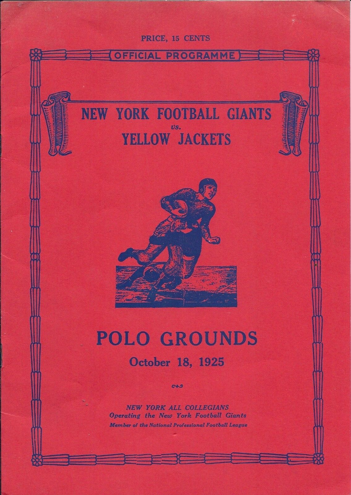 New York Giants vs. Frankford Yellow Jackets (October 18, 1925)