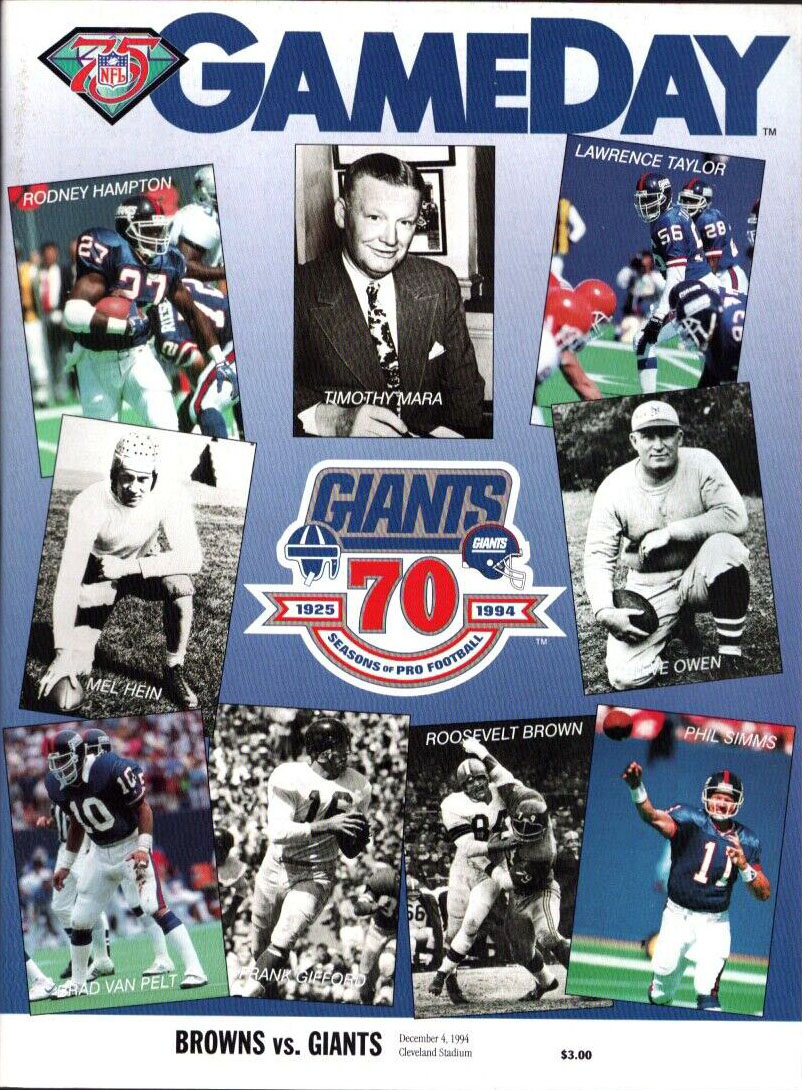 Cleveland Browns vs. New York Giants (December 4, 1994)