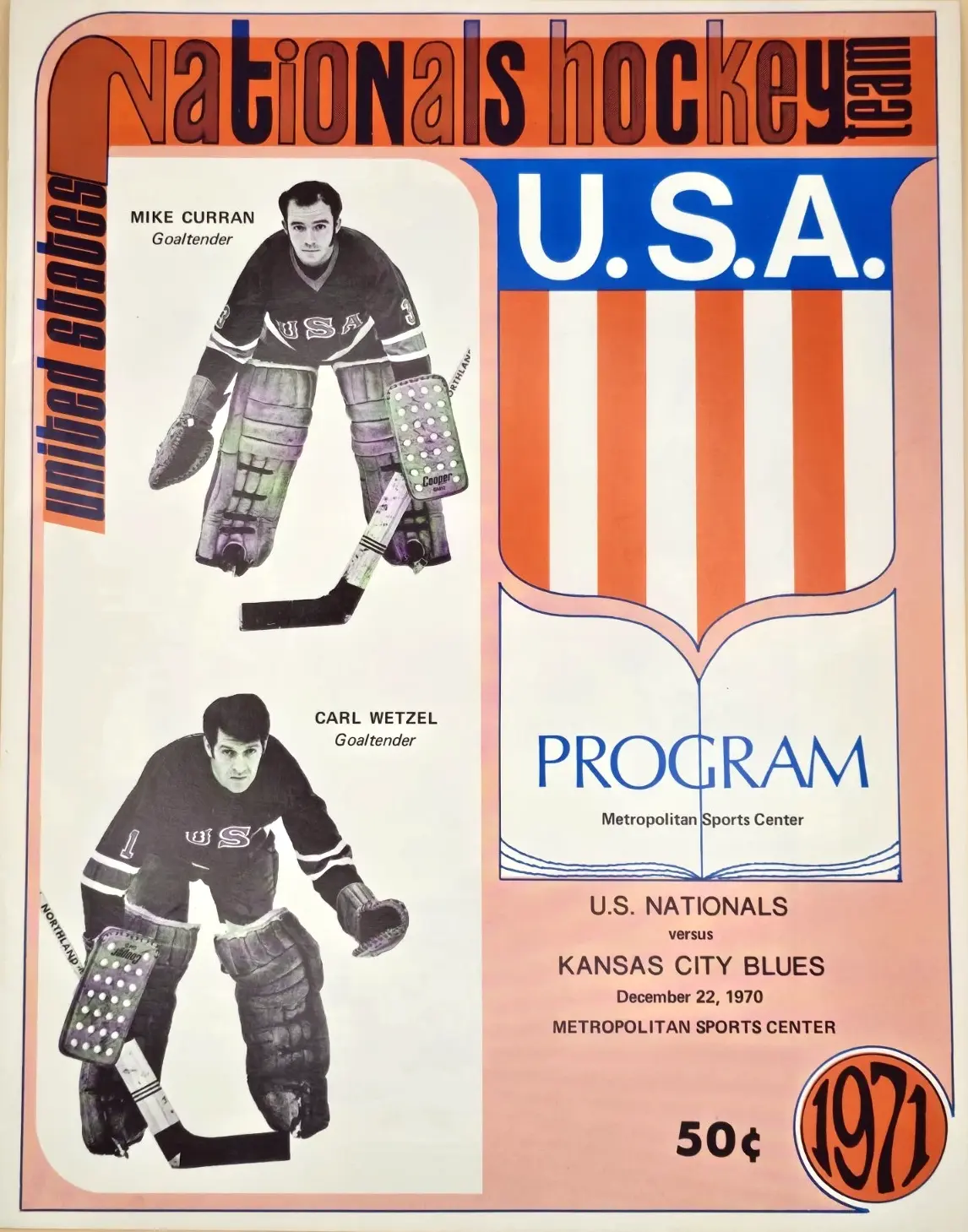 United States Men's National Ice Hockey Team vs. Kansas City Blues, 1970