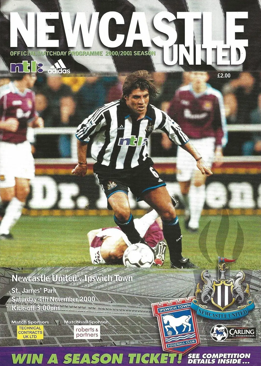 Newcastle United vs. Ipswich Town (November 4, 2000)