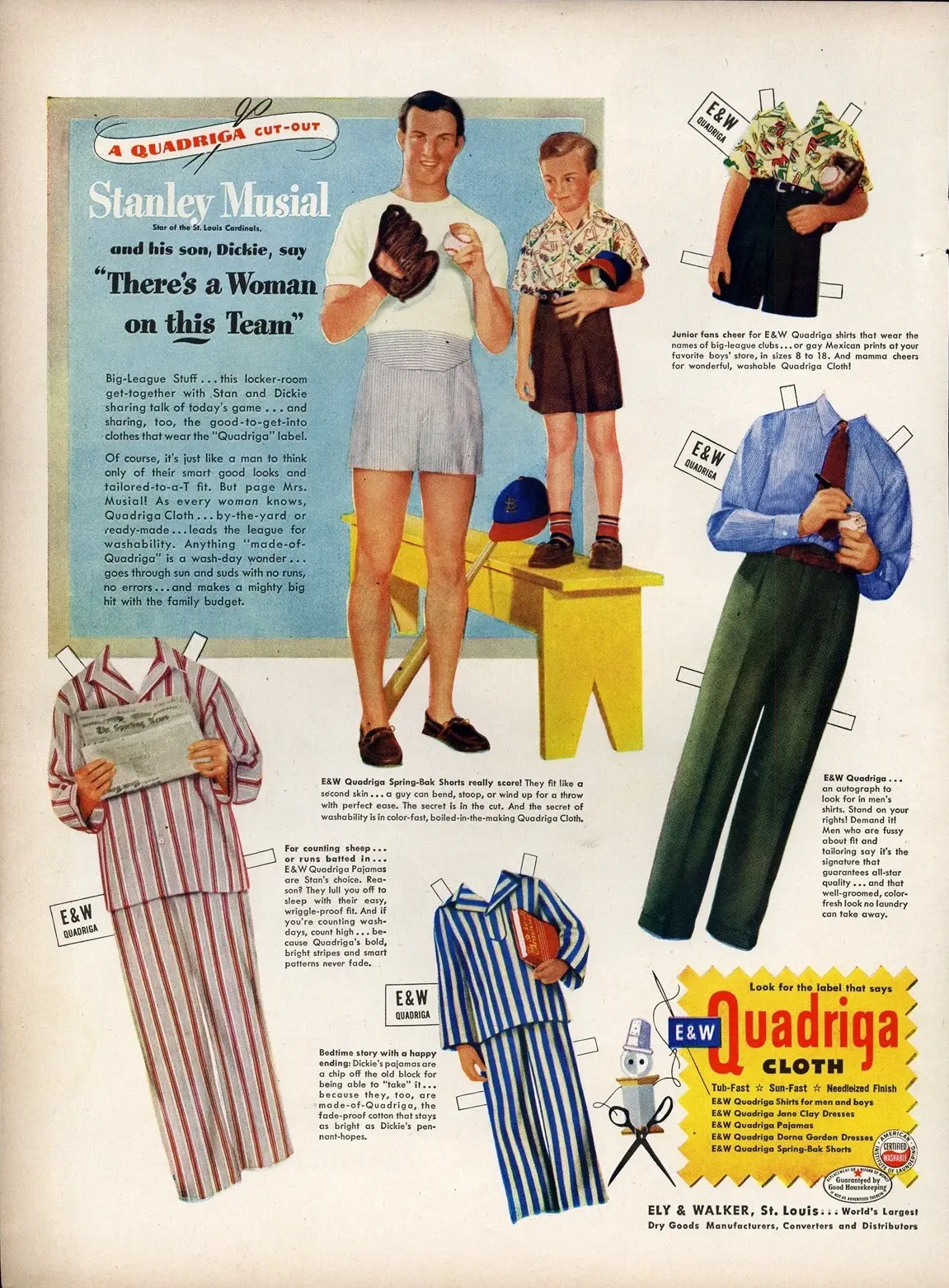 1948 Quadriga Cloth Advertisement (Stan Musial)