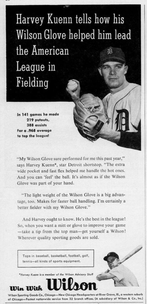 1957 Wilson Sporting Goods Advertisement (Harvey Kuenn)