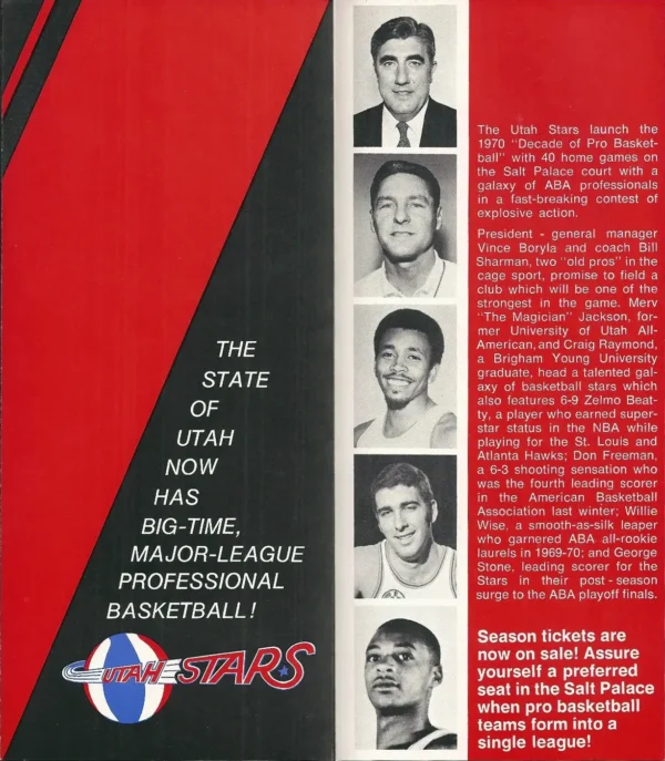 1970-71 Utah Stars Season Ticket Brochure