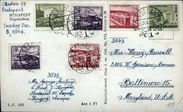 1954 Budapest Népstadion postcard