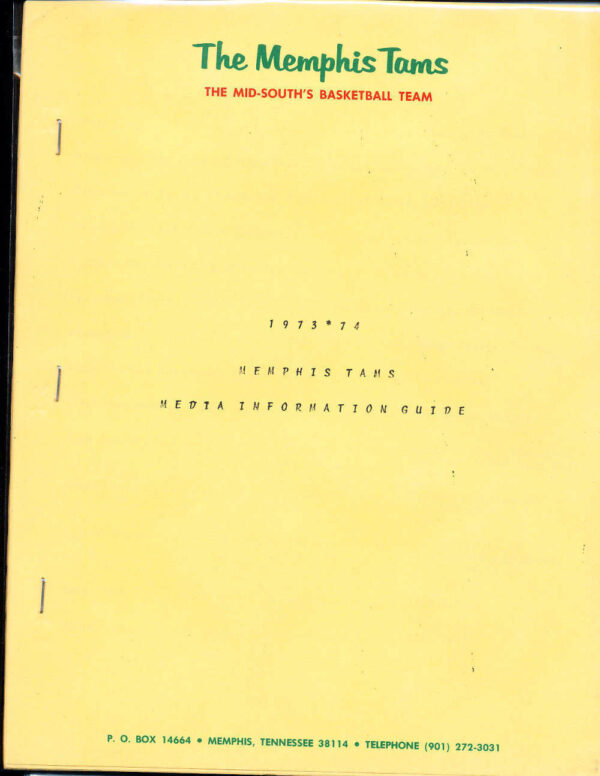 1973-74 Memphis Tams media guide