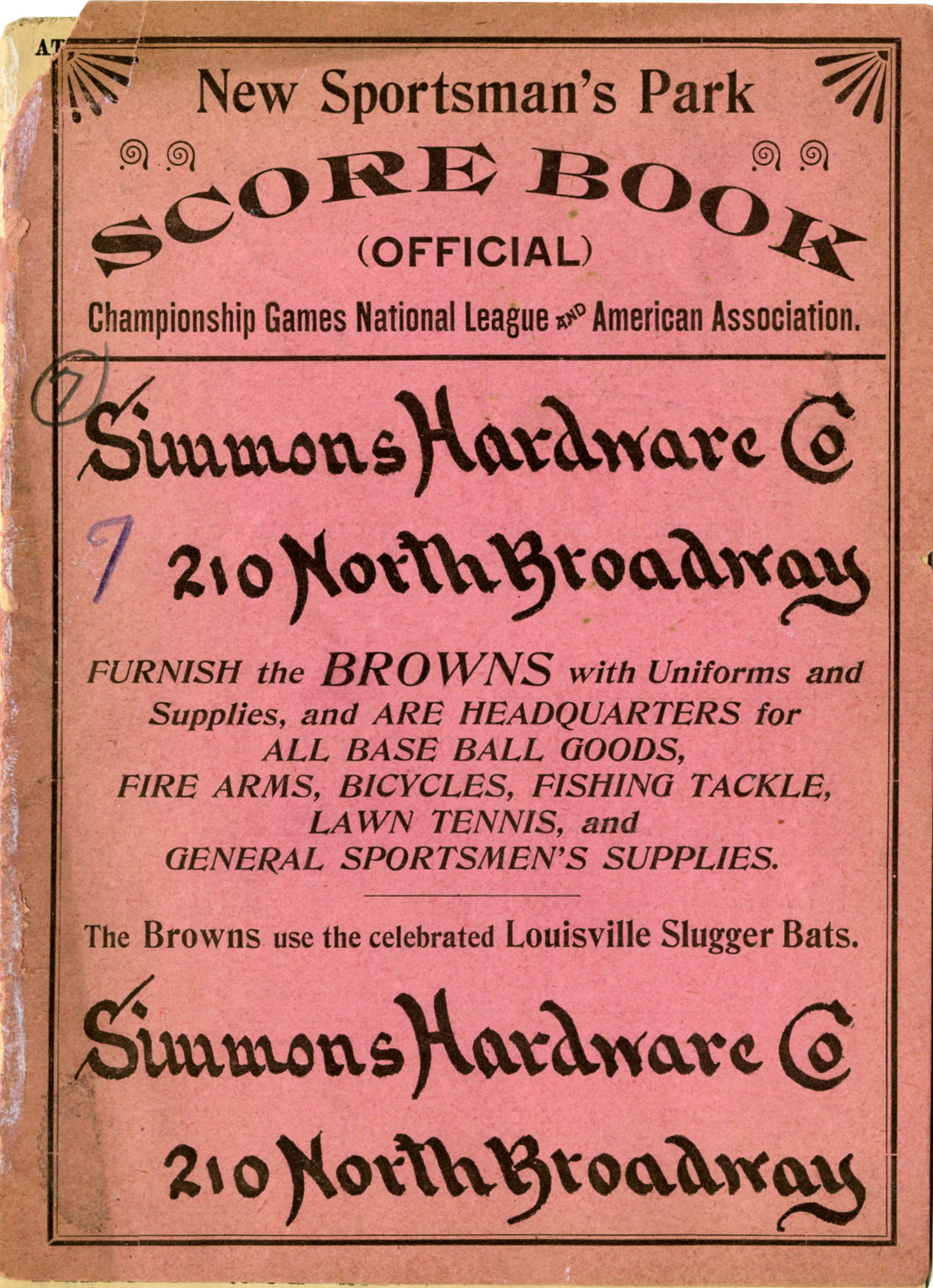 1896 St. Louis Browns scorebook