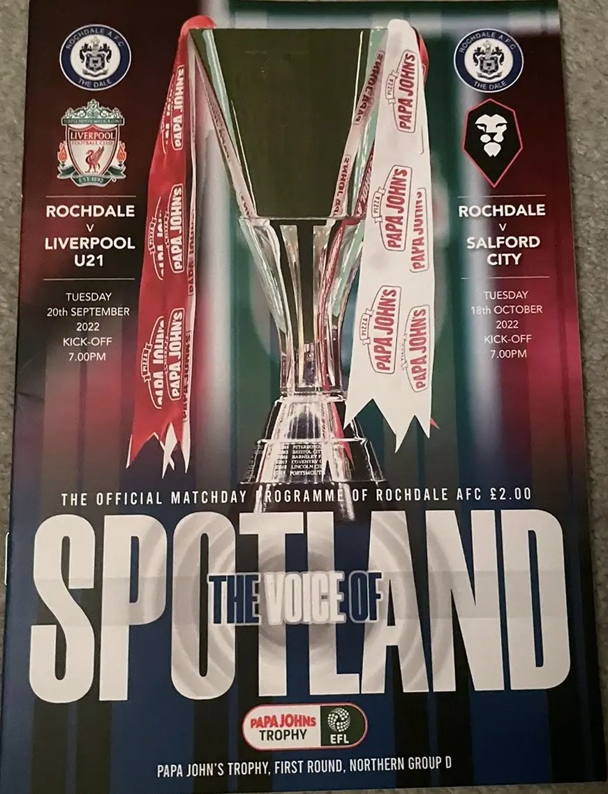 Rochdale vs. Liverpool F.C. Under-21s & Salford City (September 20 & October 18, 2022)