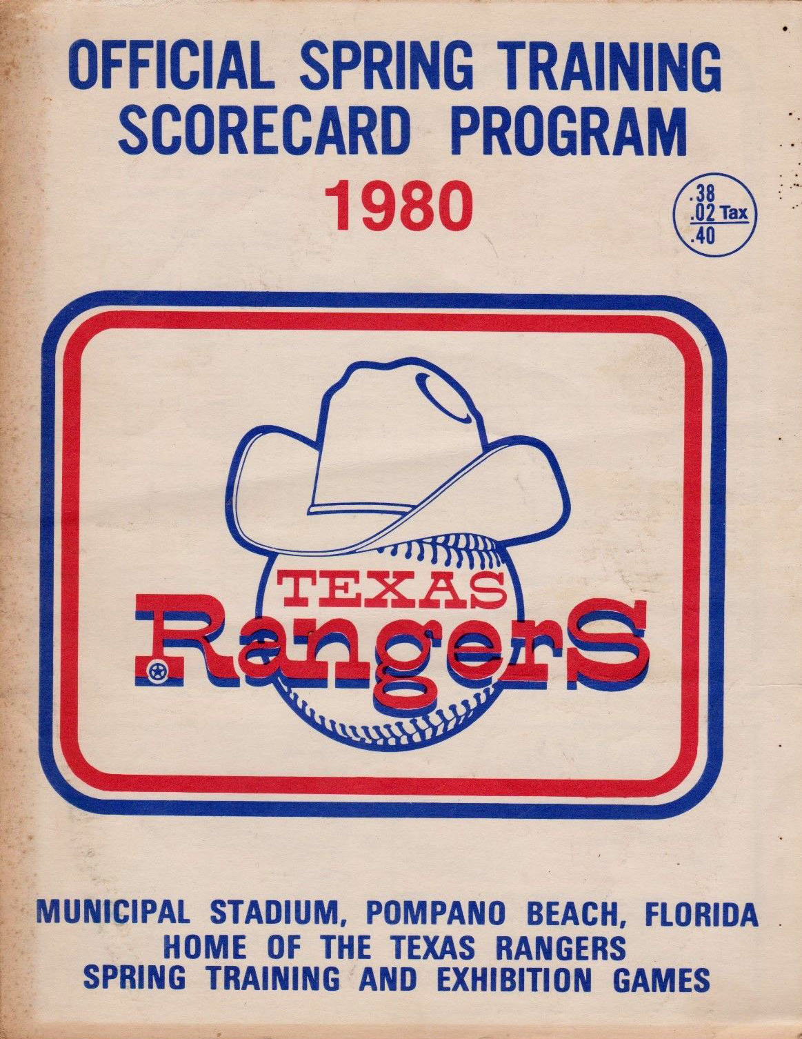 1980 Texas Rangers spring training program