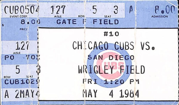 1984 Chicago Cubs ticket