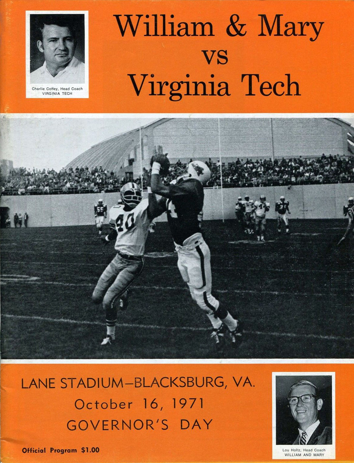 Virginia Tech Gobblers vs. William & Mary Indians (October 16, 1971)