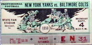 Baltimore Colts vs. New York Yanks (September 4, 1950)