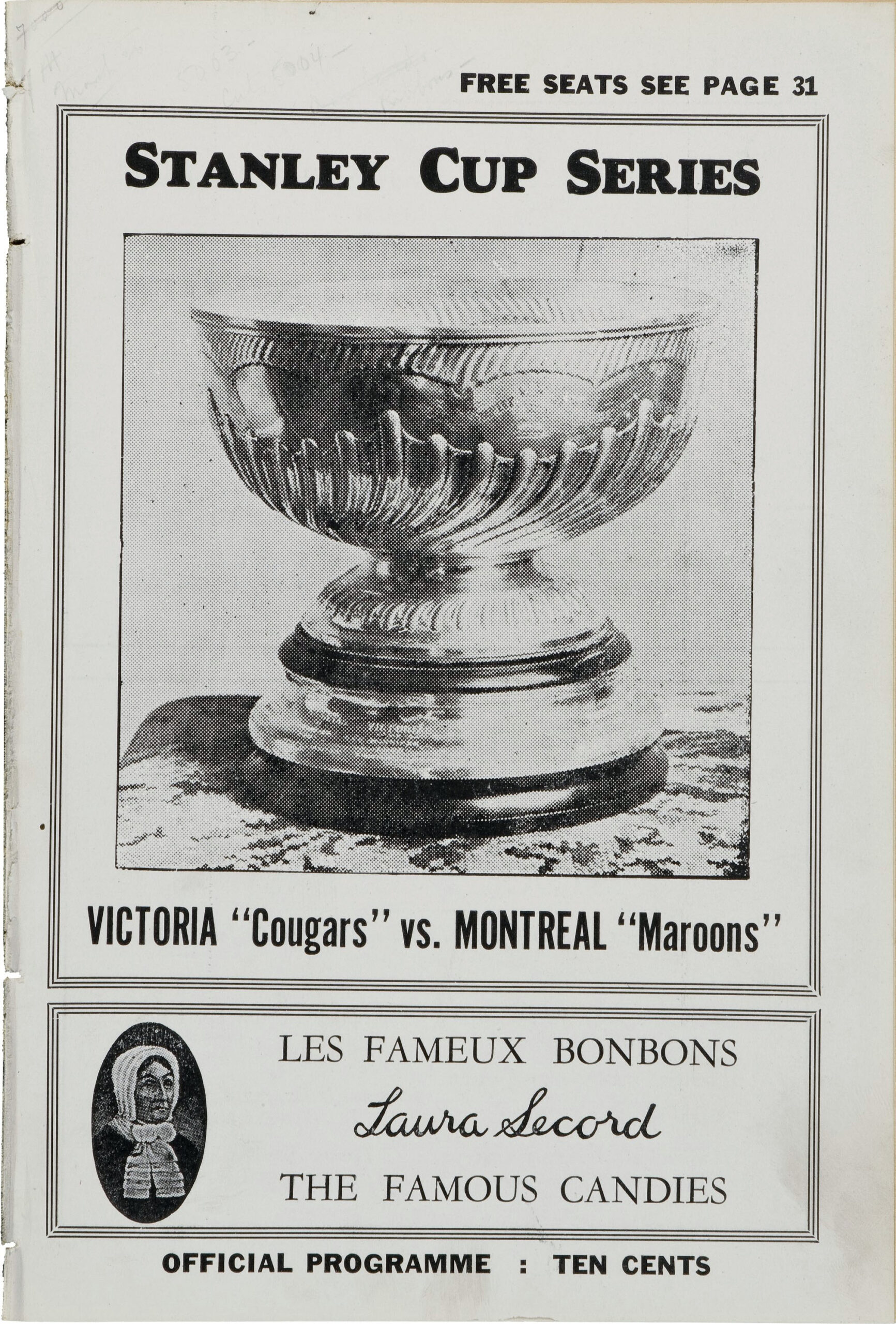 1926 Montreal Maroons playoff program