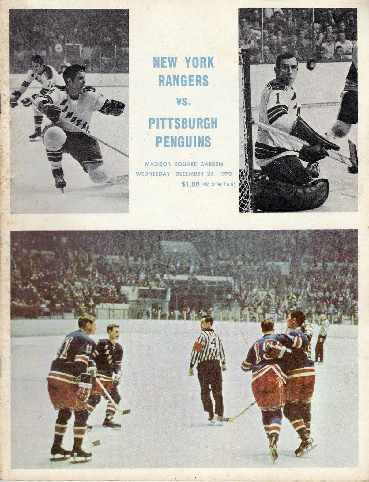 1970-71 New York Rangers program