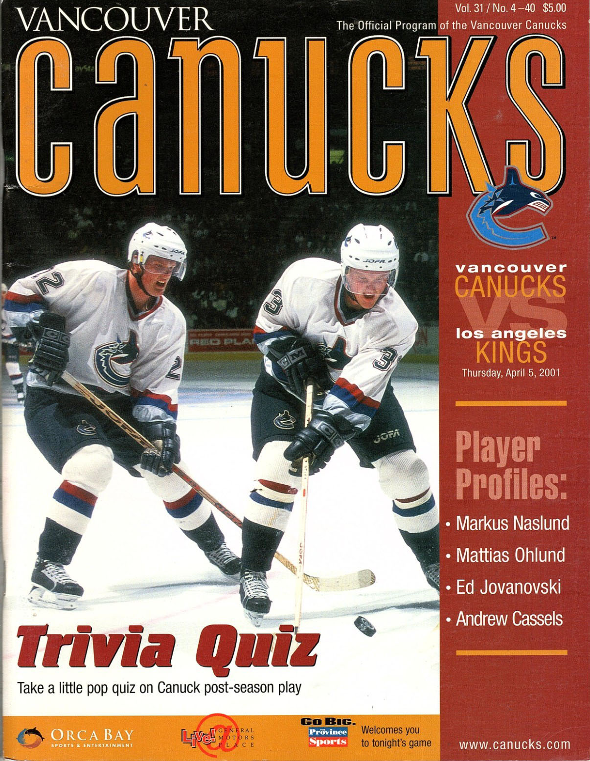 2000-01 Vancouver Canucks program
