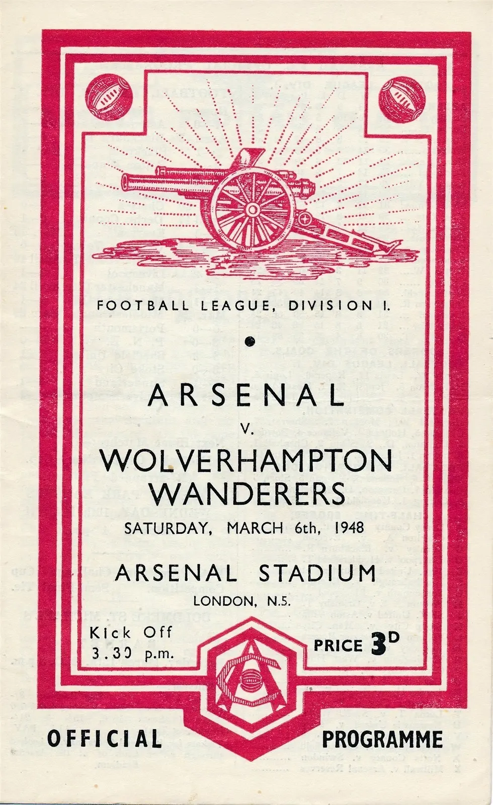 Arsenal vs. Wolverhampton Wanderers (March 6, 1948)