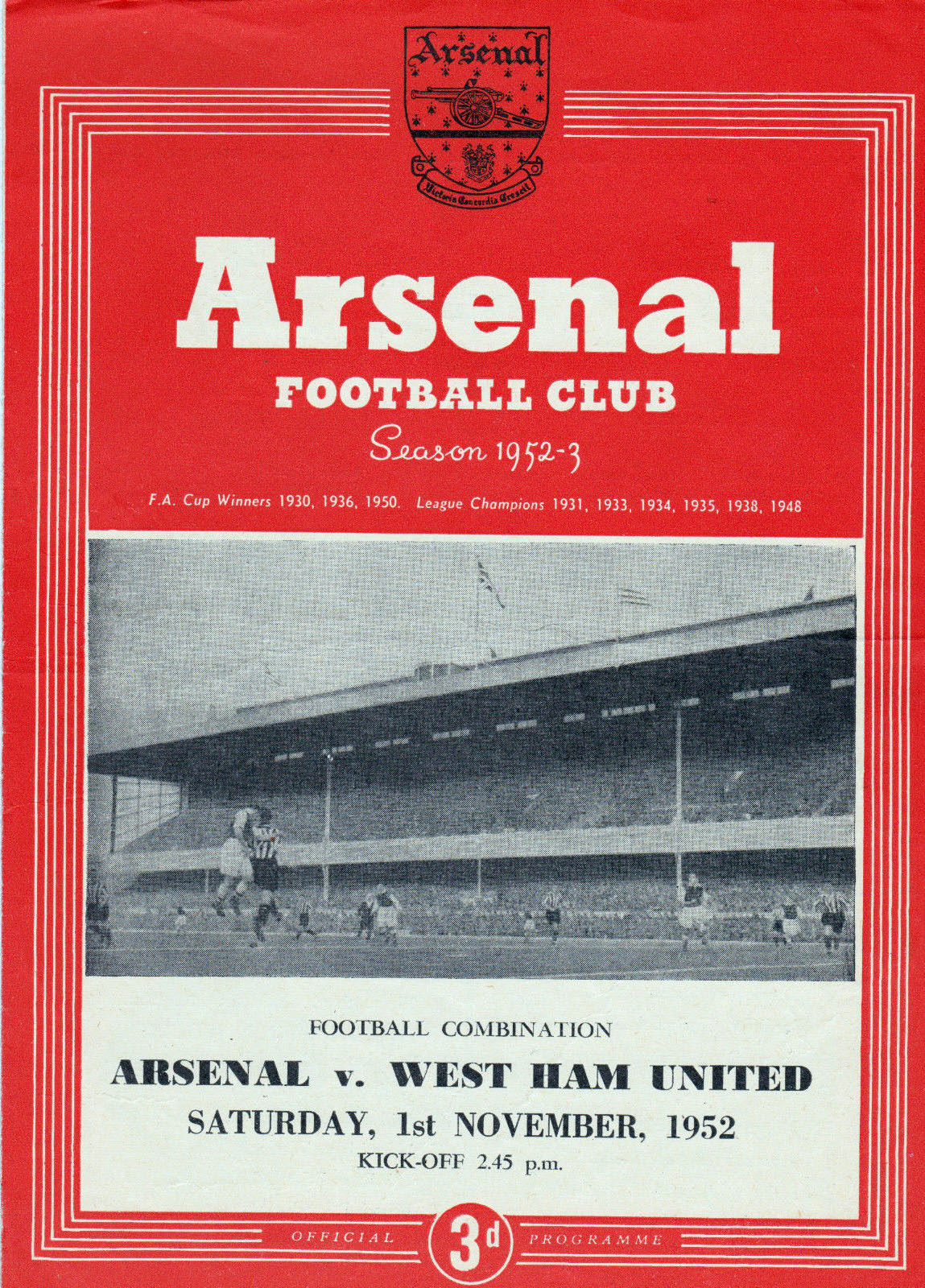Arsenal vs. West Ham United (November 1, 1952)