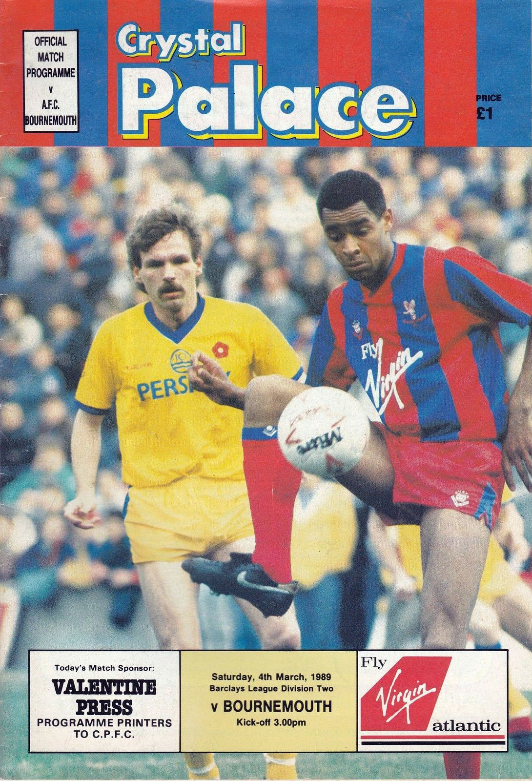 Crystal Palace vs. AFC Bournemouth (March 4, 1989)
