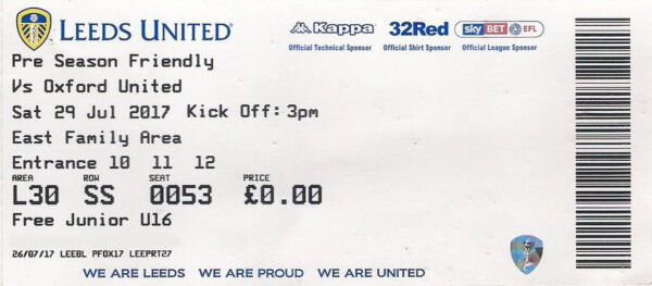 Leeds United vs. Oxford United (July 29, 2017)