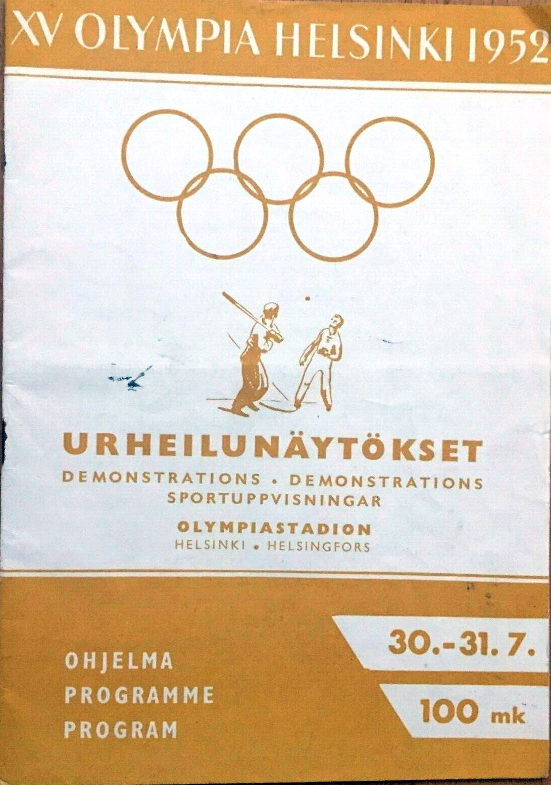 1952 Summer Olympics program (handball & pesäpallo)