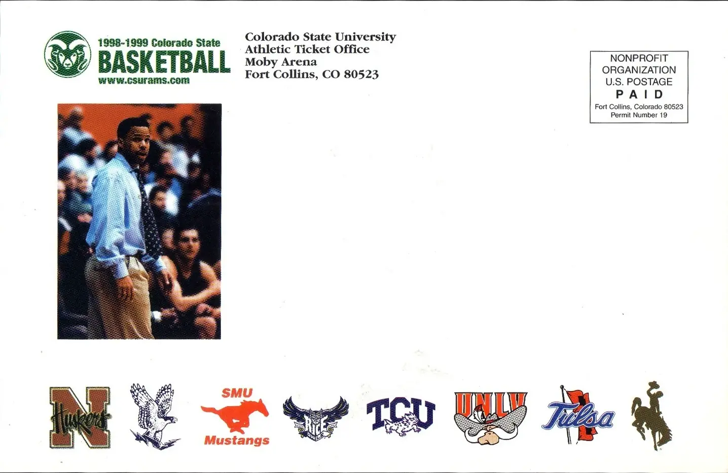 1998-99 Colorado State Rams Men's Basketball Postcard
