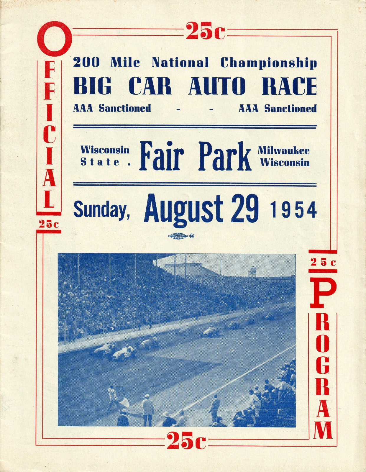1954 AAA Big Car 200-Mile Auto Race program