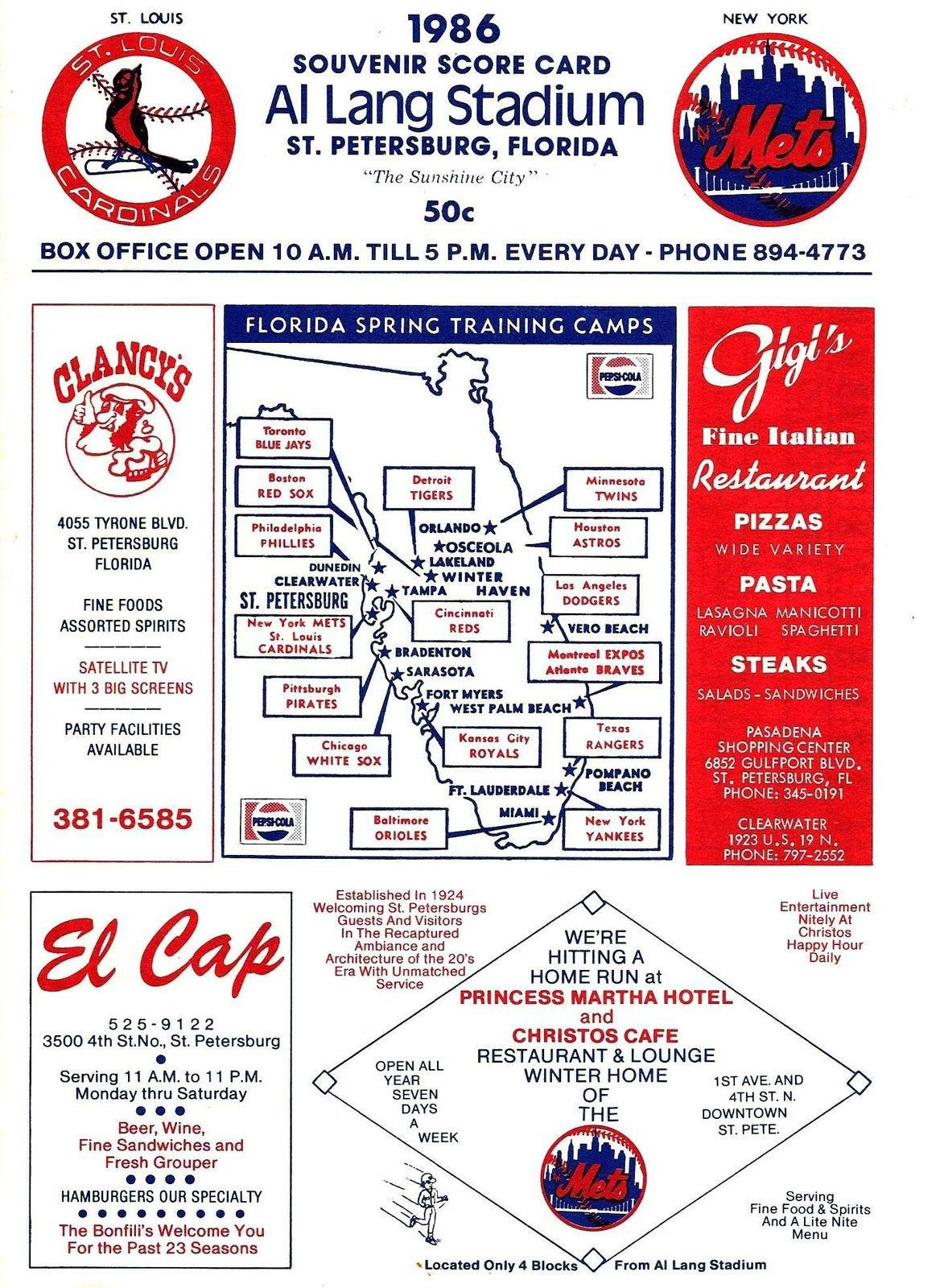 1986 New York Mets spring training program