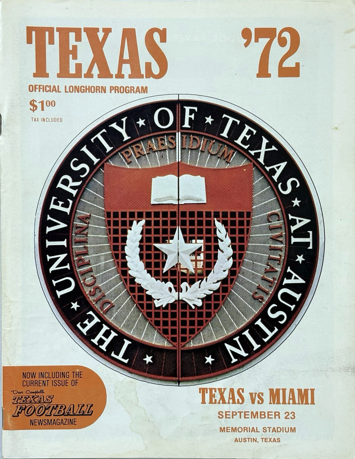 Texas Longhorns vs. Miami Hurricanes (September 23, 1972)