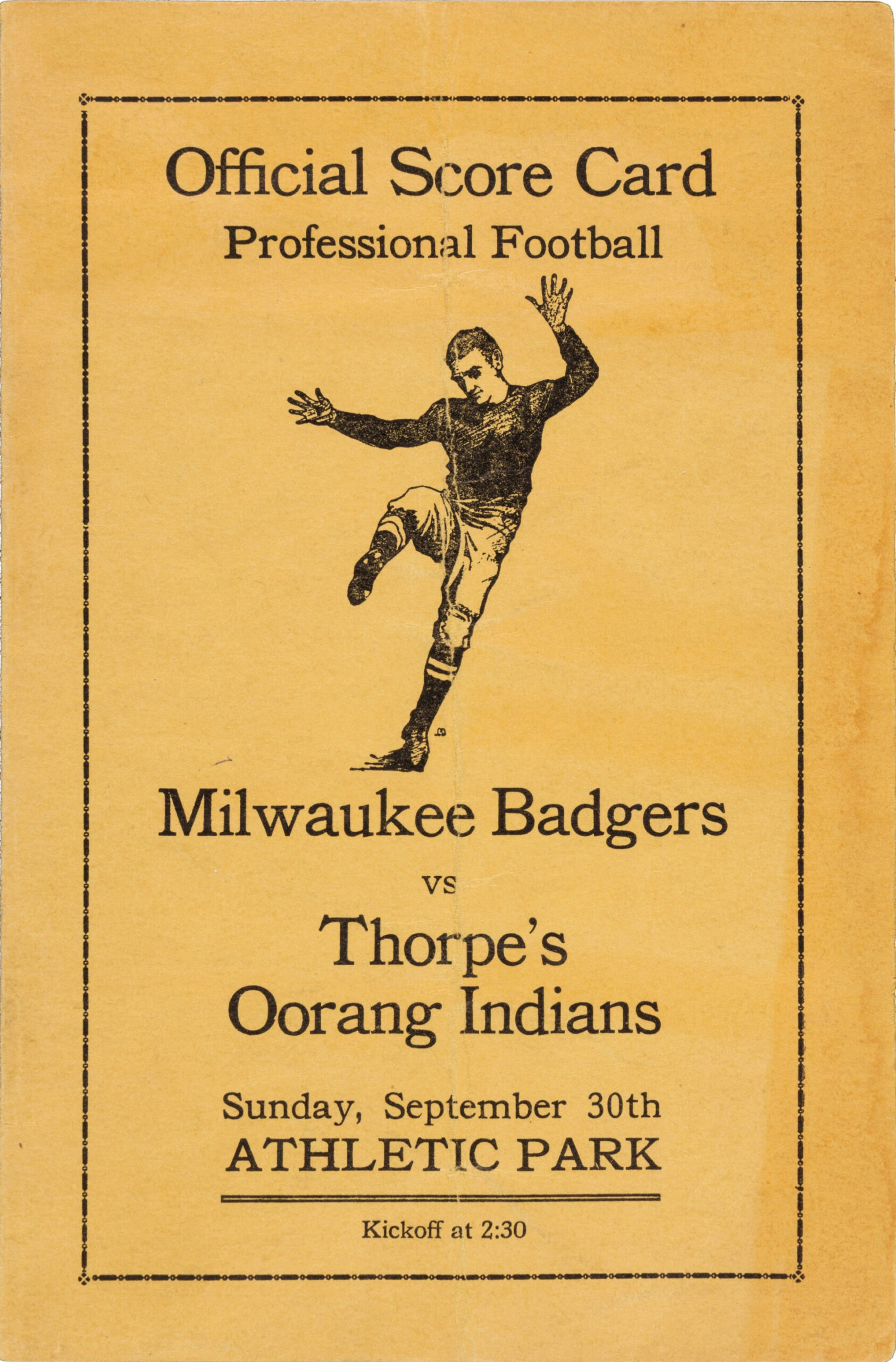 Milwaukee Badgers vs. Oorang Indians (September 30, 1923)