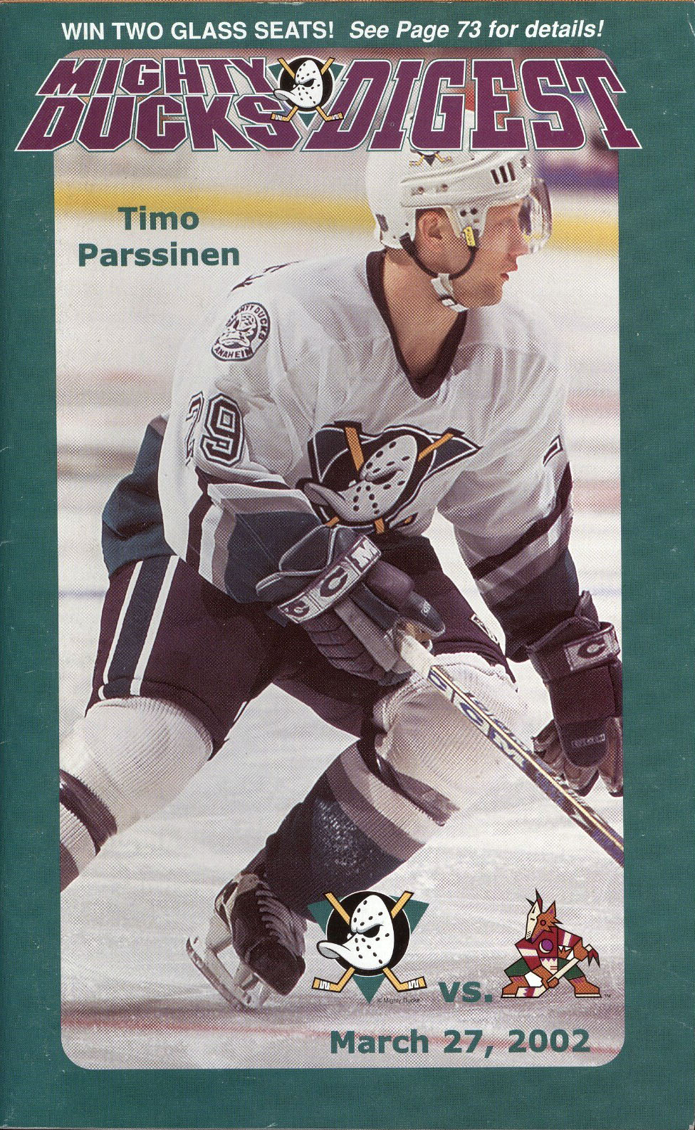 2001-02 Mighty Ducks of Anaheim program