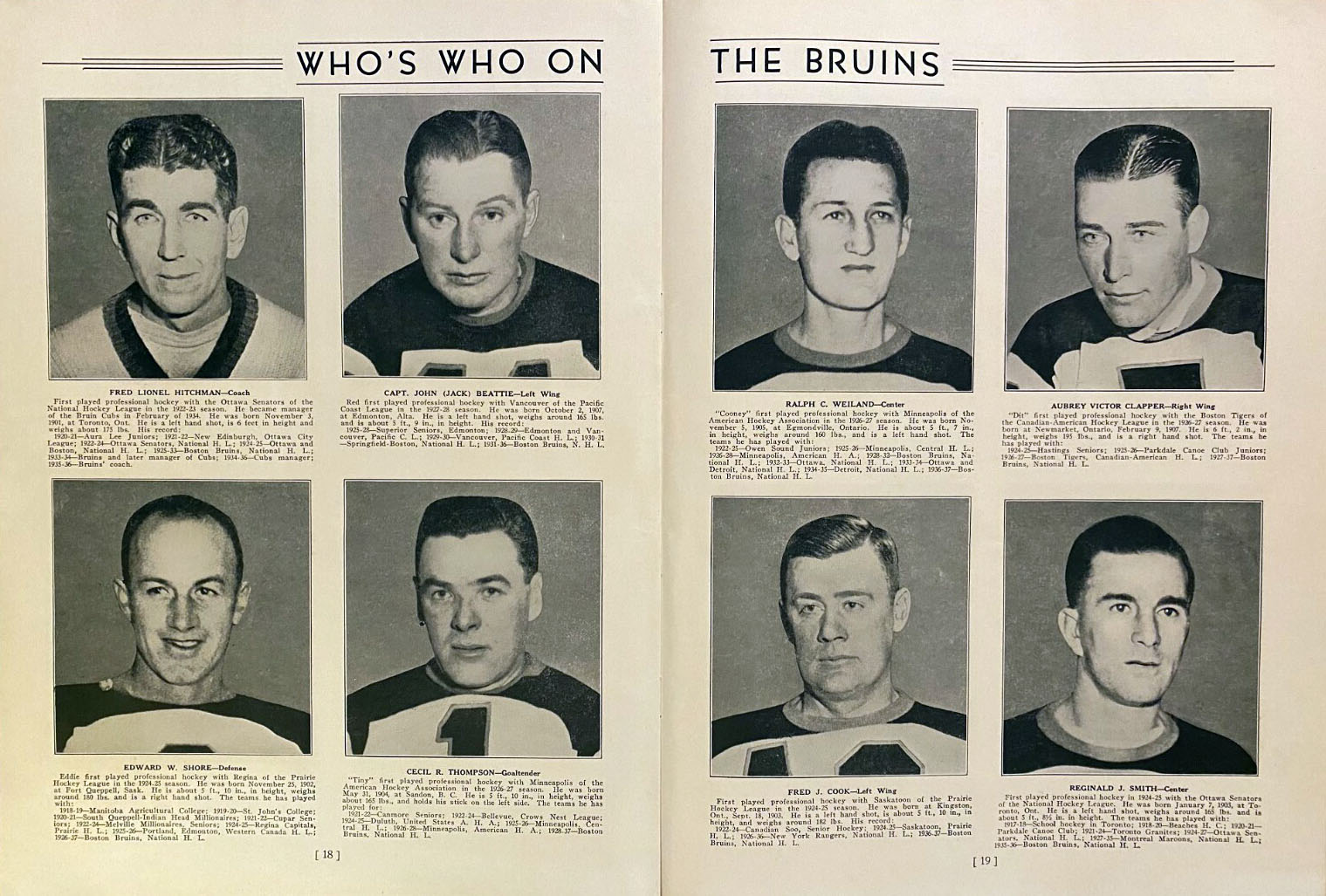1936-37 Boston Bruins Program Pages