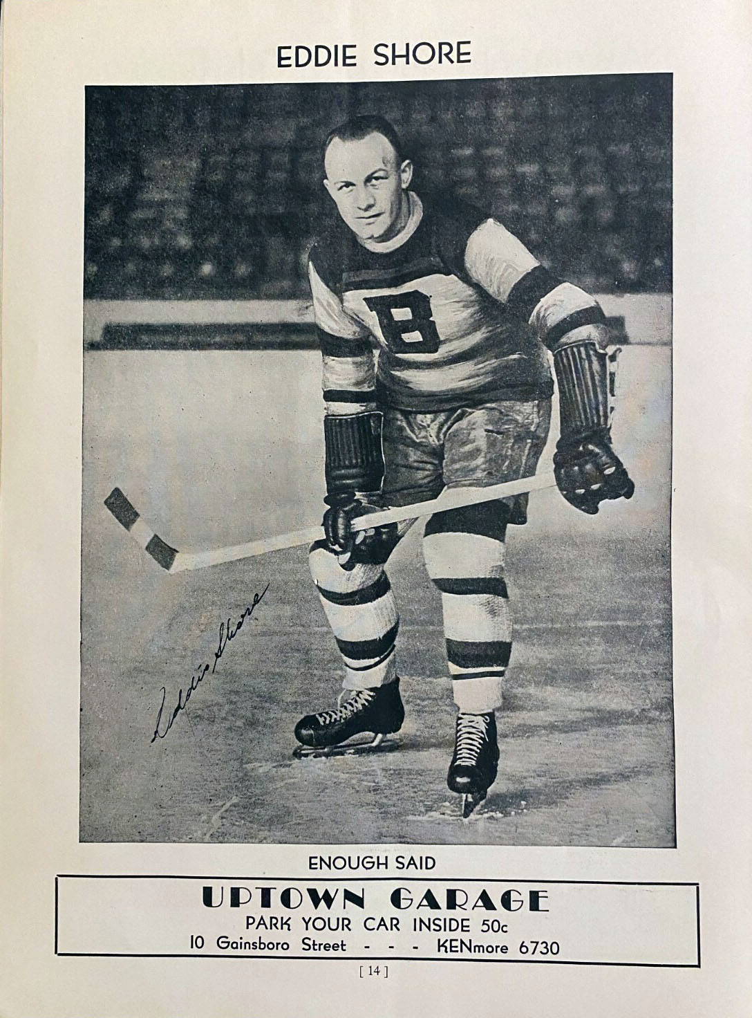 1936-37 Boston Bruins Program Pages