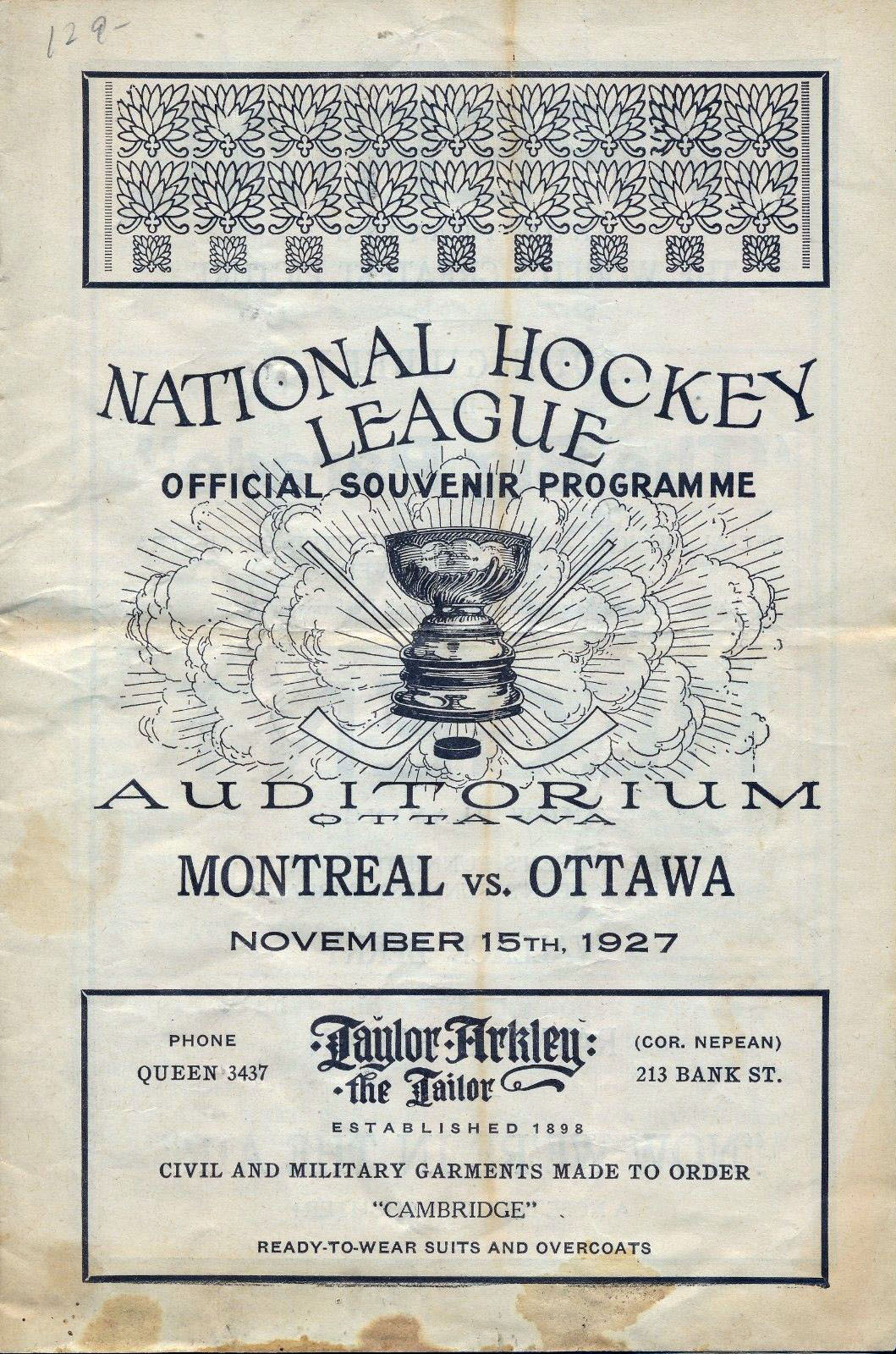 1927-28 Ottawa Senators program