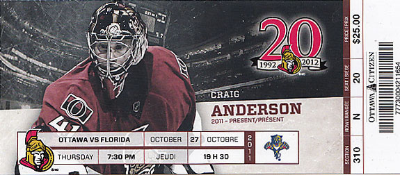 2011-12 Ottawa Senators ticket