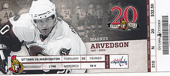 2011-12 Ottawa Senators ticket