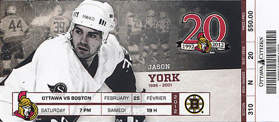 2011-12 Ottawa Senators ticket