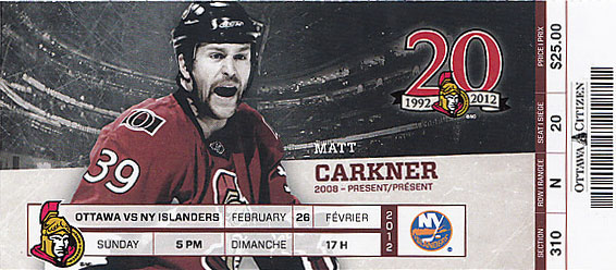 2011-12 Ottawa Senators ticket