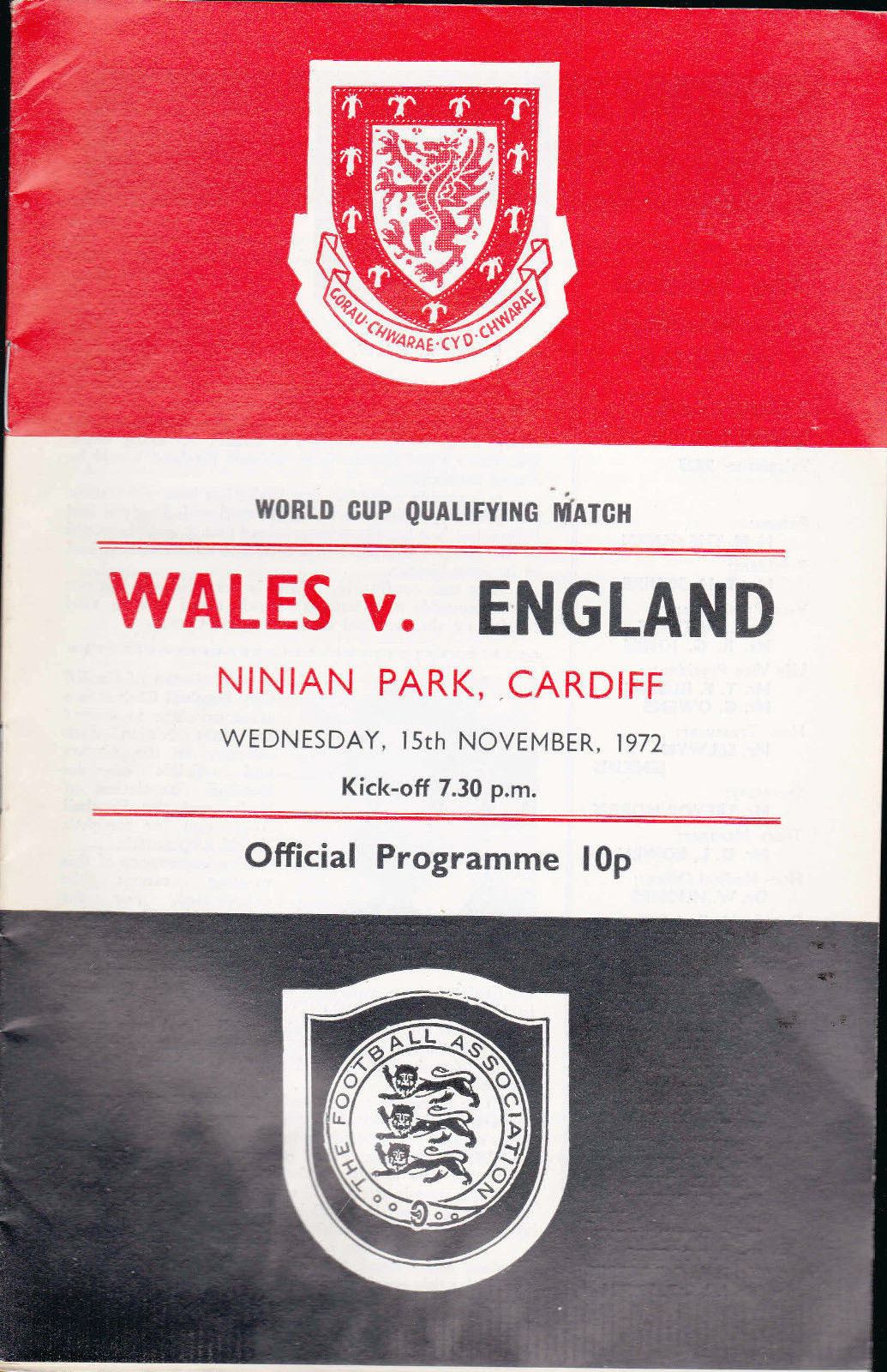 Wales vs. England (November 15, 1972)