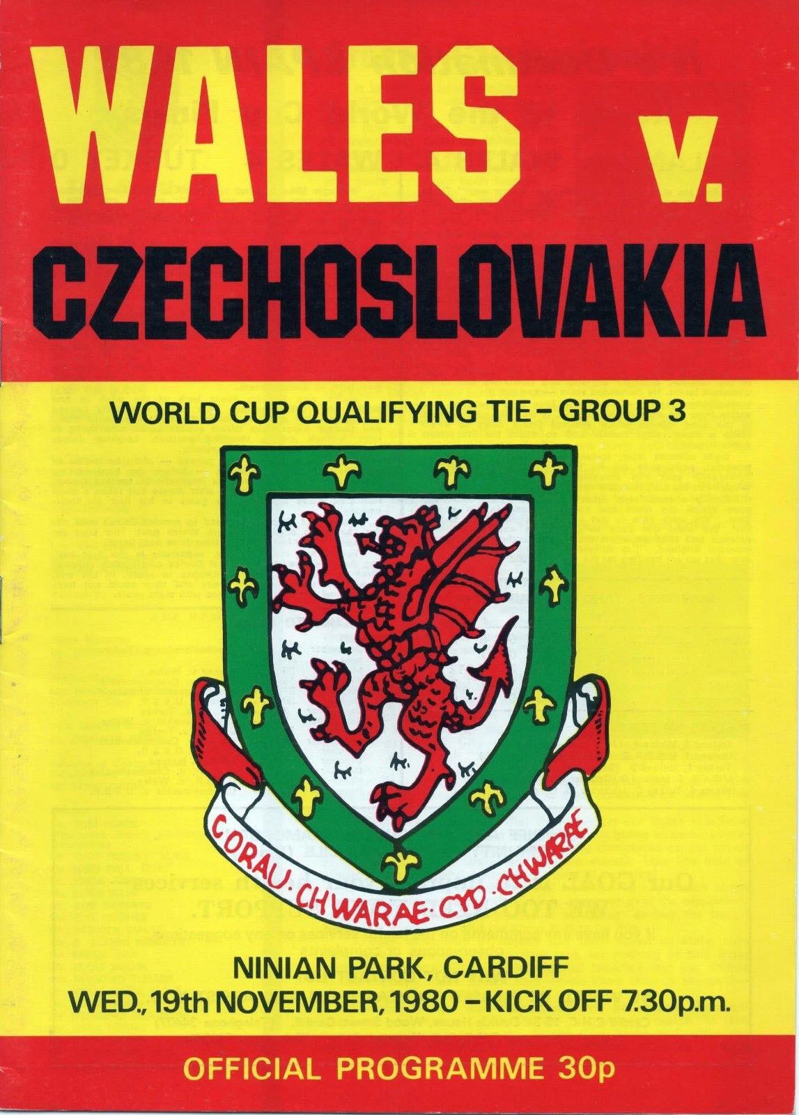 Wales vs. Czechoslovakia (November 19, 1980)