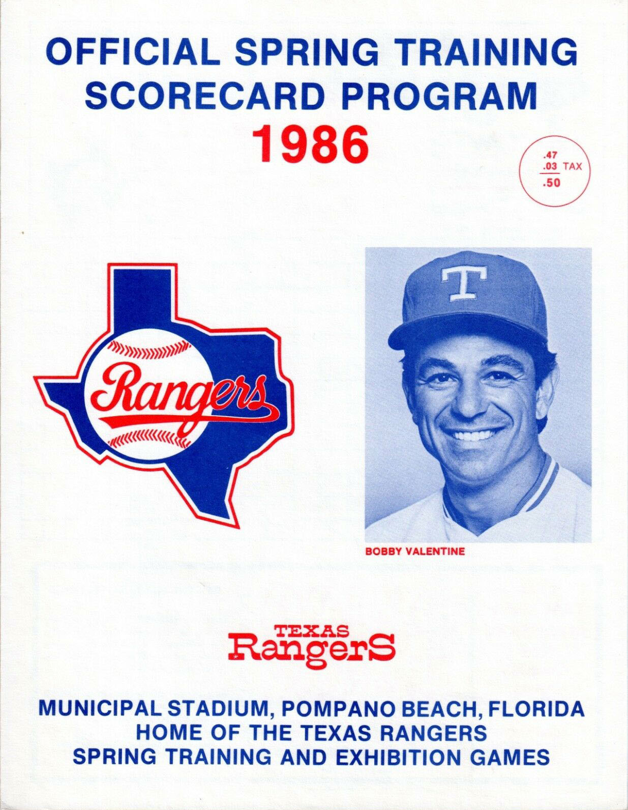 1986 Texas Rangers spring training program